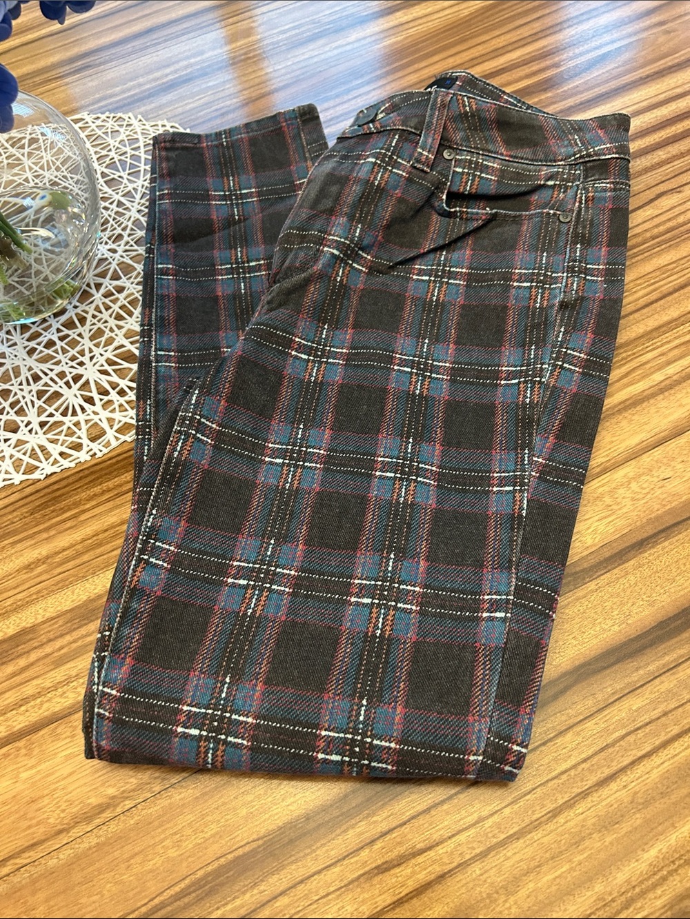 PAIGE Plaid Chinos in Black, Blue and Red
